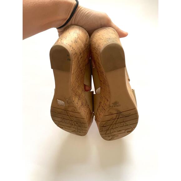 Chinese Laundry 3" Platform Cork Heels Tan Size 7 - Picture 5 of 9